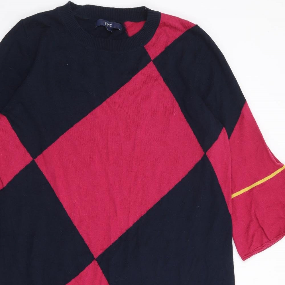 NEXT Womens Multicoloured Geometric Polyester Jumper Dress  Size 18  Crew Neck Pullover