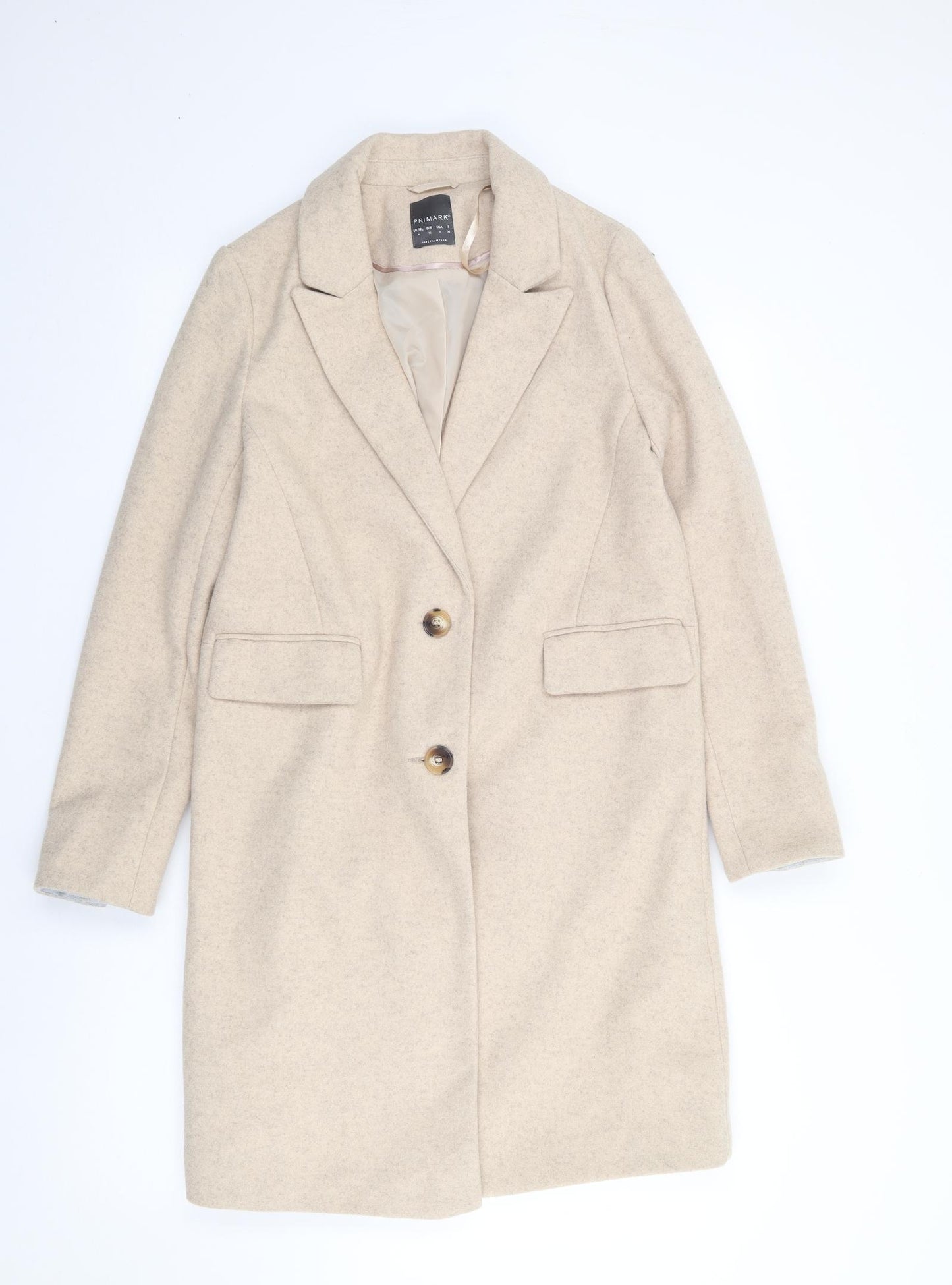 Primark Womens Beige   Jacket Coat Size 4  Button