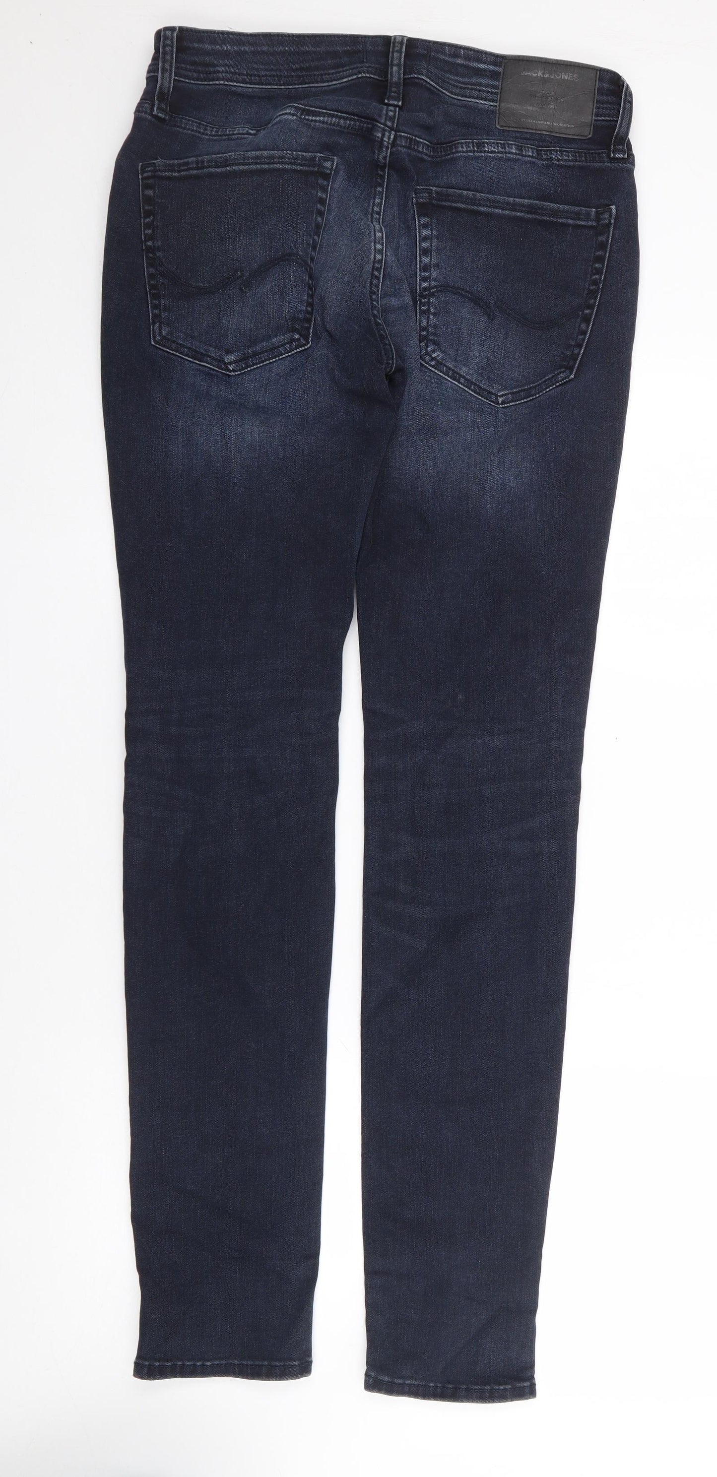 JACK & JONES Mens Blue  Cotton Skinny Jeans Size 32 L34 in Regular Zip