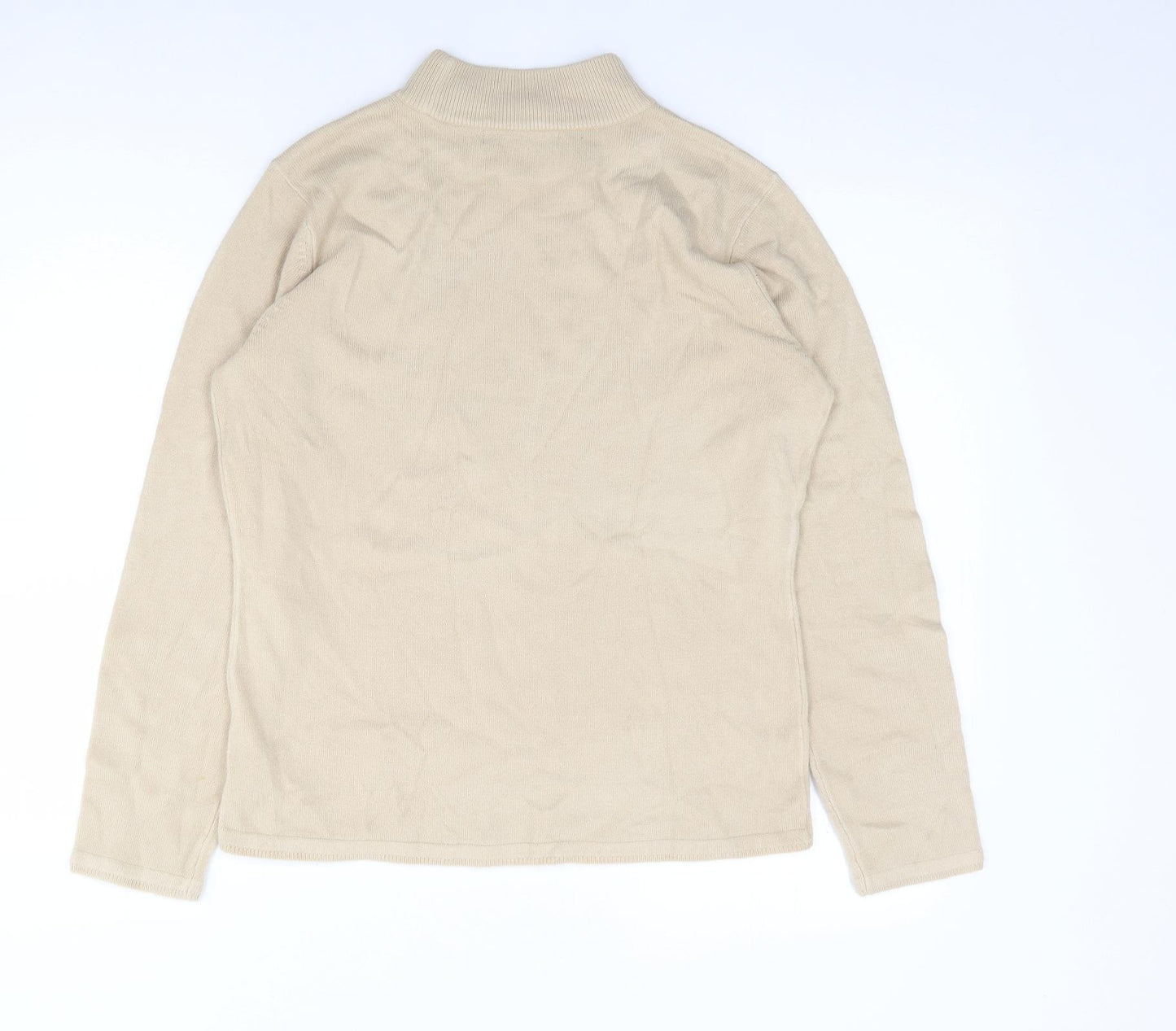 Bm Collection Womens Beige Mock Neck  Acrylic Pullover Jumper Size S