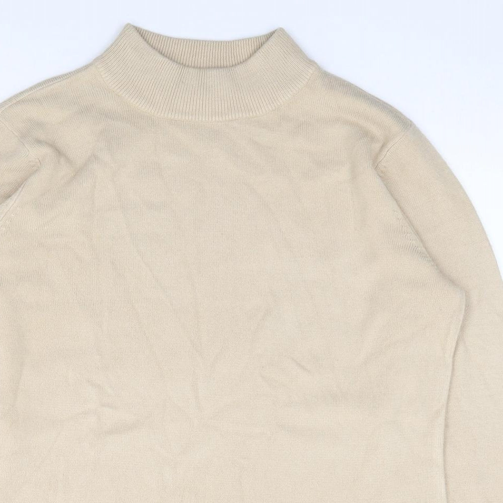 Bm Collection Womens Beige Mock Neck  Acrylic Pullover Jumper Size S