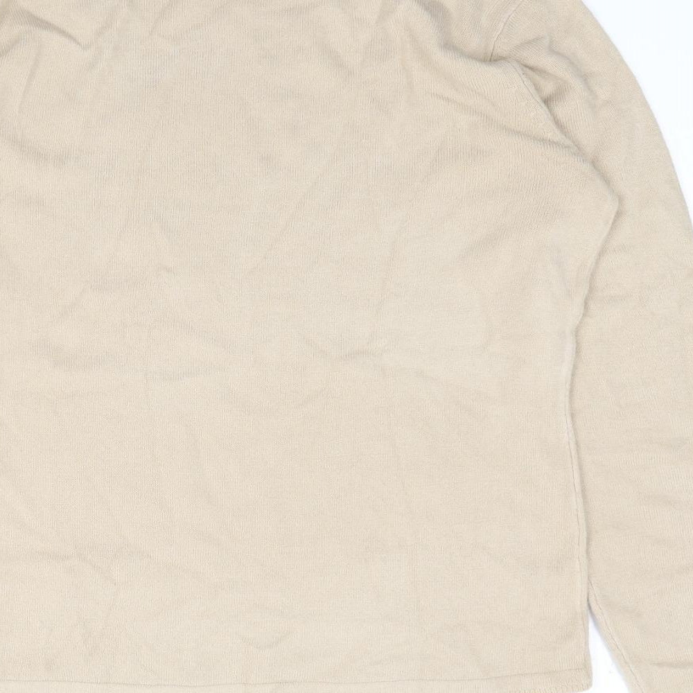 Bm Collection Womens Beige Mock Neck  Acrylic Pullover Jumper Size S