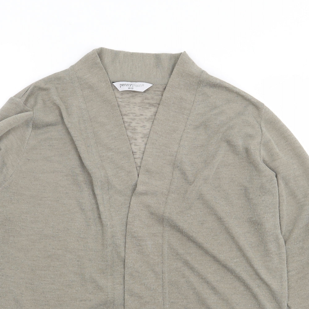 Penny Plain Womens Green V-Neck  Polyester Cardigan Jumper Size 10