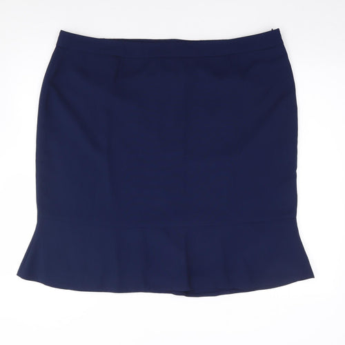 Crealine Womens Blue  Polyester Flare Skirt Size 24   Zip