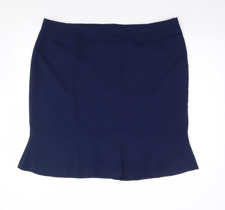 Crealine Womens Blue Polyester Flare Skirt Size 24 Zip