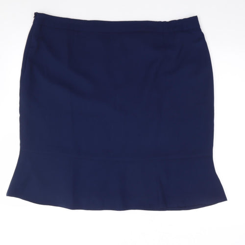 Crealine Womens Blue  Polyester Flare Skirt Size 24   Zip