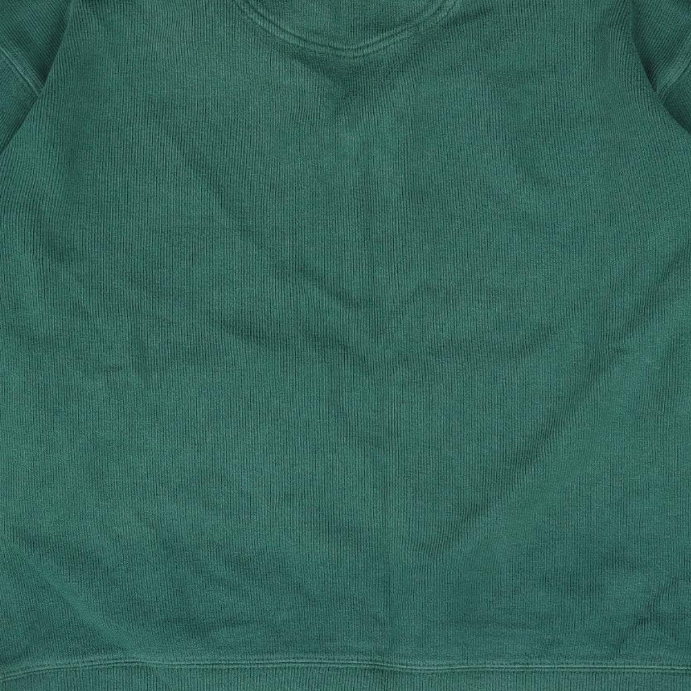 Lands End Mens Green V-Neck  Cotton Pullover Jumper Size M