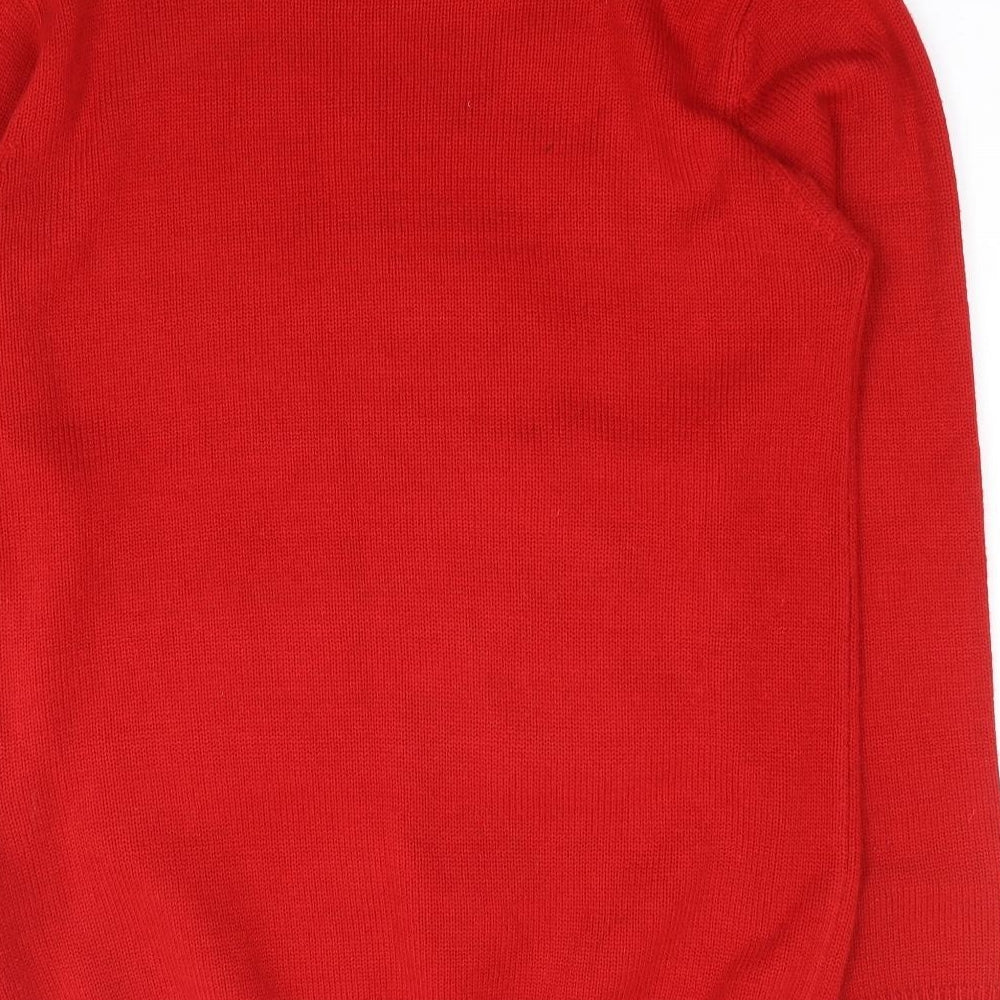Primark Mens Red Crew Neck  Acrylic Pullover Jumper Size M   - Christmas