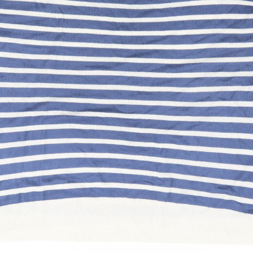 Papaya Womens Blue Round Neck Striped Acrylic Pullover Jumper Size 18