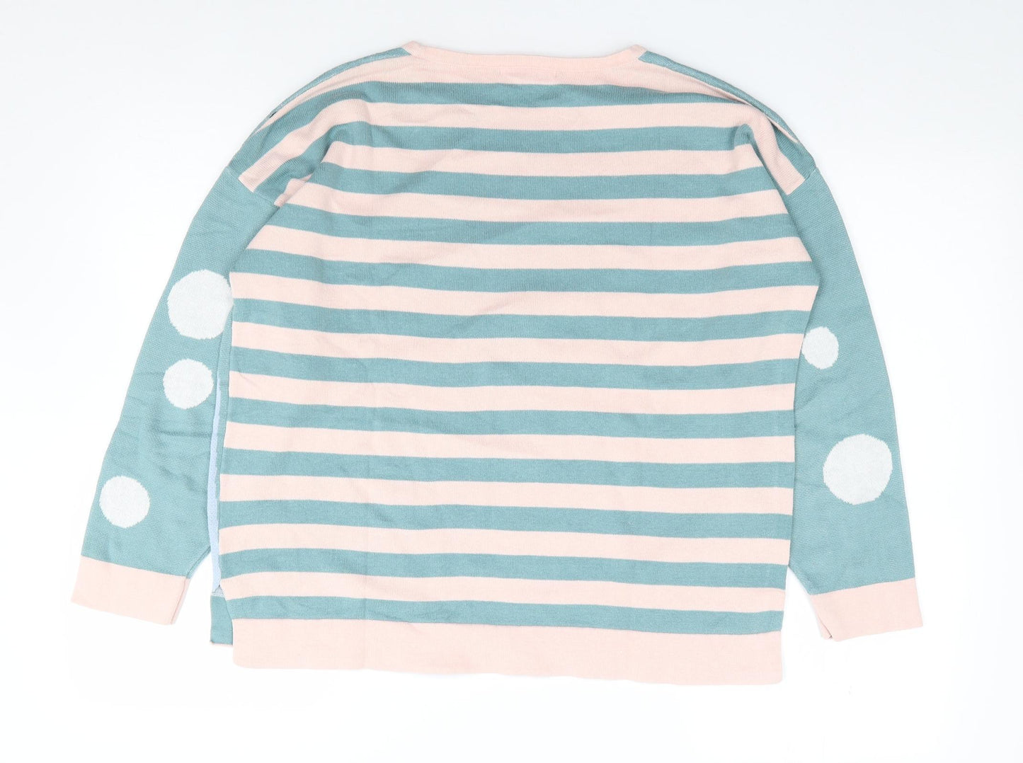 WhiteStuff Womens Multicoloured Round Neck Floral 100% Cotton Pullover Jumper Size 12