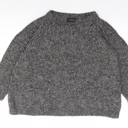Topshop Womens Grey Round Neck  Acrylic Pullover Jumper Size 10