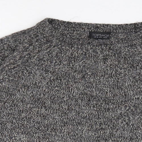 Topshop Womens Grey Round Neck  Acrylic Pullover Jumper Size 10