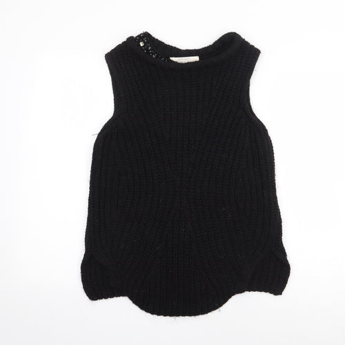 Zara Womens Black Round Neck  Acrylic Pullover Jumper Size S