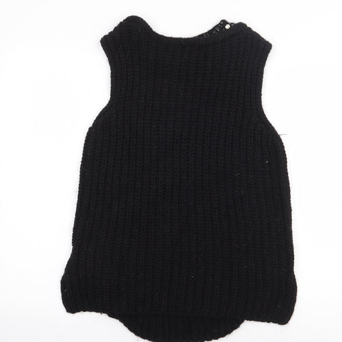 Zara Womens Black Round Neck  Acrylic Pullover Jumper Size S