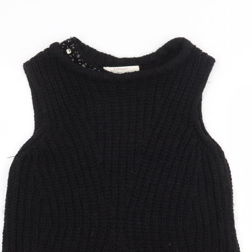 Zara Womens Black Round Neck  Acrylic Pullover Jumper Size S