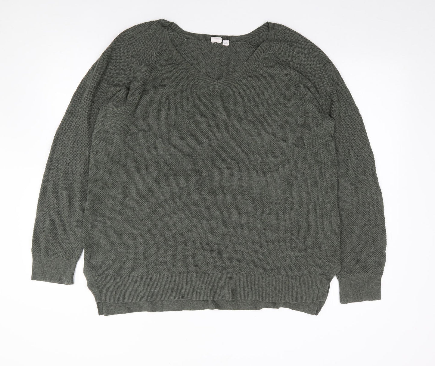 Gap  Mens Green V-Neck  Acrylic Pullover Jumper Size XL