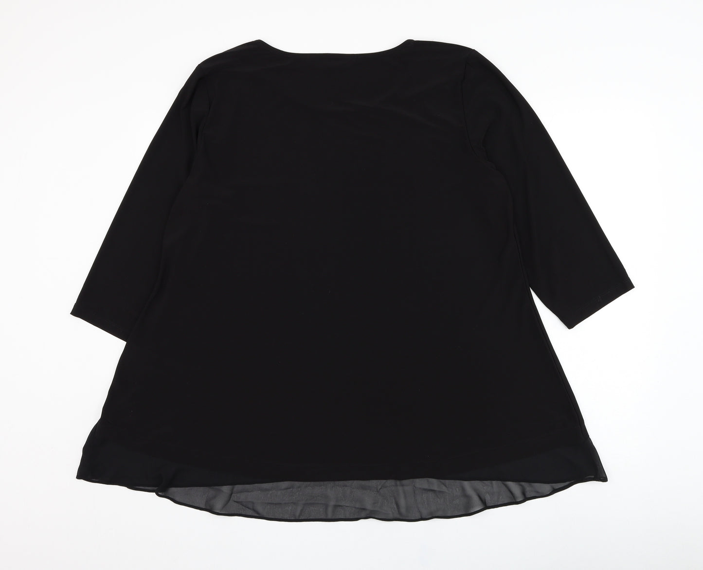 Nina Leonard Womens Black  Polyester Basic Blouse Size XL Round Neck