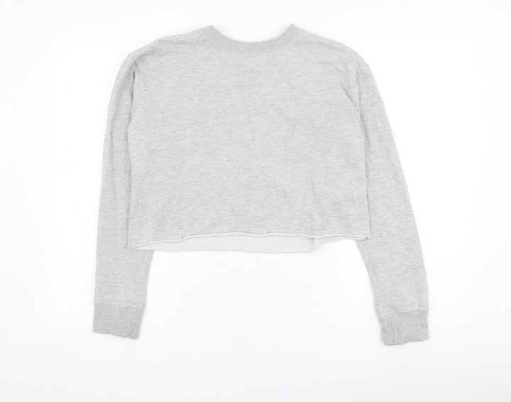 Miss Selfridge Womens Grey Cotton Pullover Sweatshirt Size 6 Pullover - Cropped