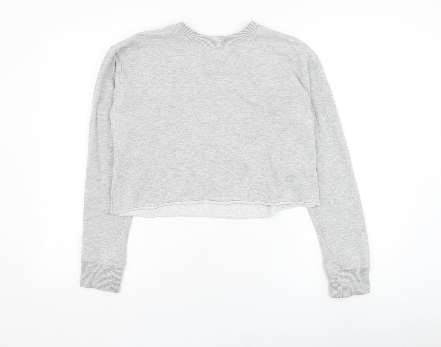 Miss Selfridge Womens Grey  Cotton Pullover Sweatshirt Size 6  Pullover - Cropped