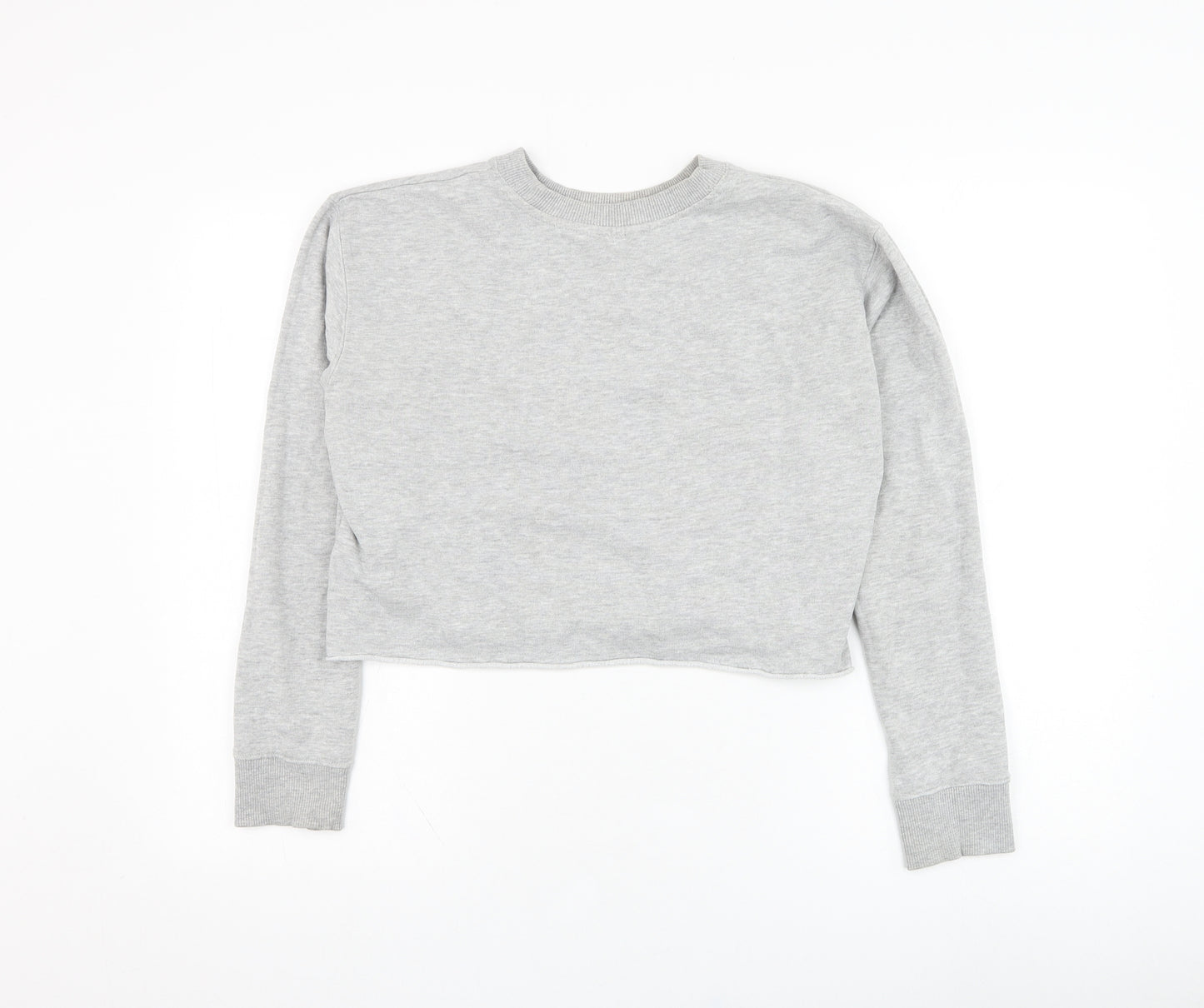 Miss Selfridge Womens Grey  Cotton Pullover Sweatshirt Size 6  Pullover - Cropped