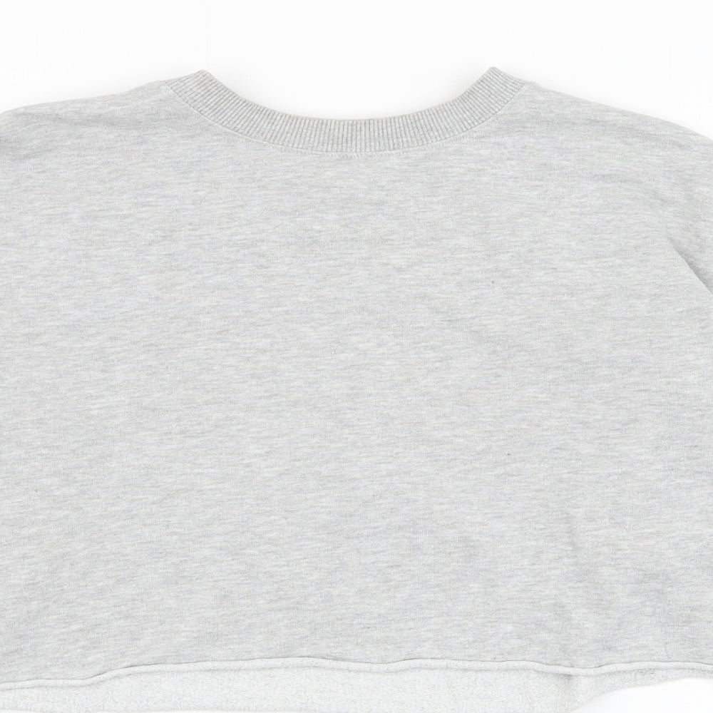 Miss Selfridge Womens Grey  Cotton Pullover Sweatshirt Size 6  Pullover - Cropped