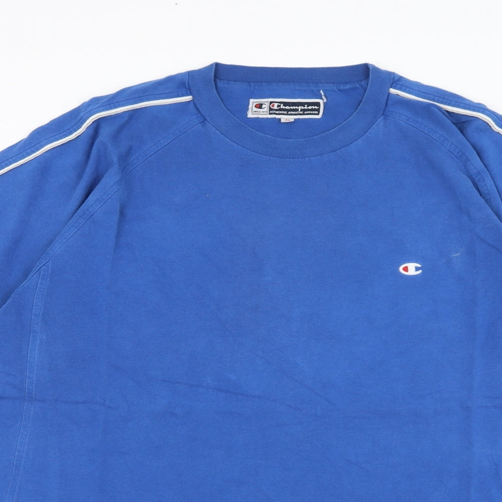Champion Mens Blue  Cotton  T-Shirt Size XL Round Neck