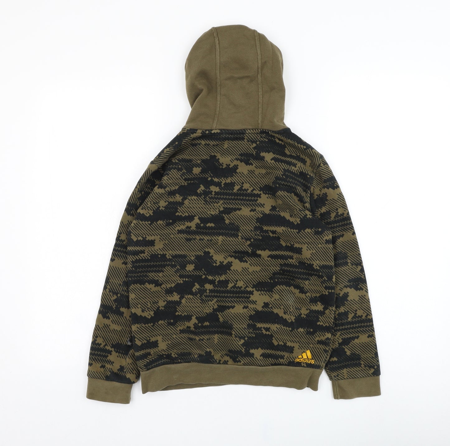 adidas Boys Green Geometric Cotton Pullover Hoodie Size 9-10 Years  Pullover