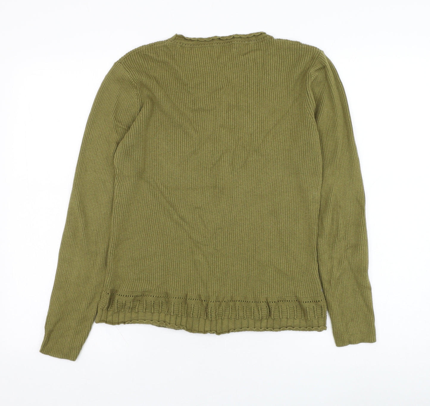 Laura Ashley Womens Green Round Neck  Cotton Pullover Jumper Size 14