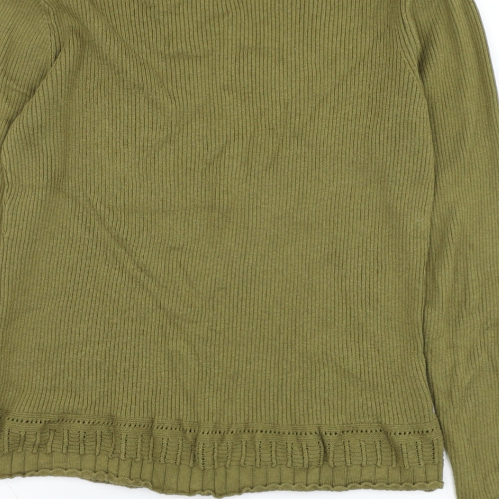 Laura Ashley Womens Green Round Neck  Cotton Pullover Jumper Size 14