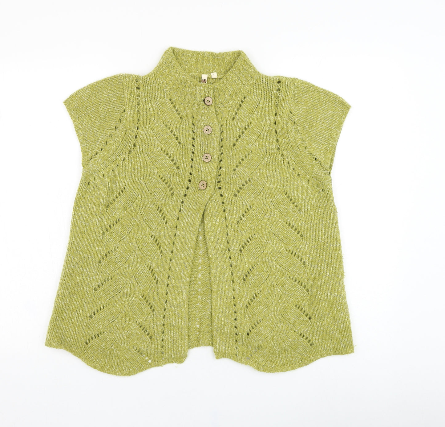 White Stuff Womens Green Round Neck  Wool Cardigan Jumper Size 14