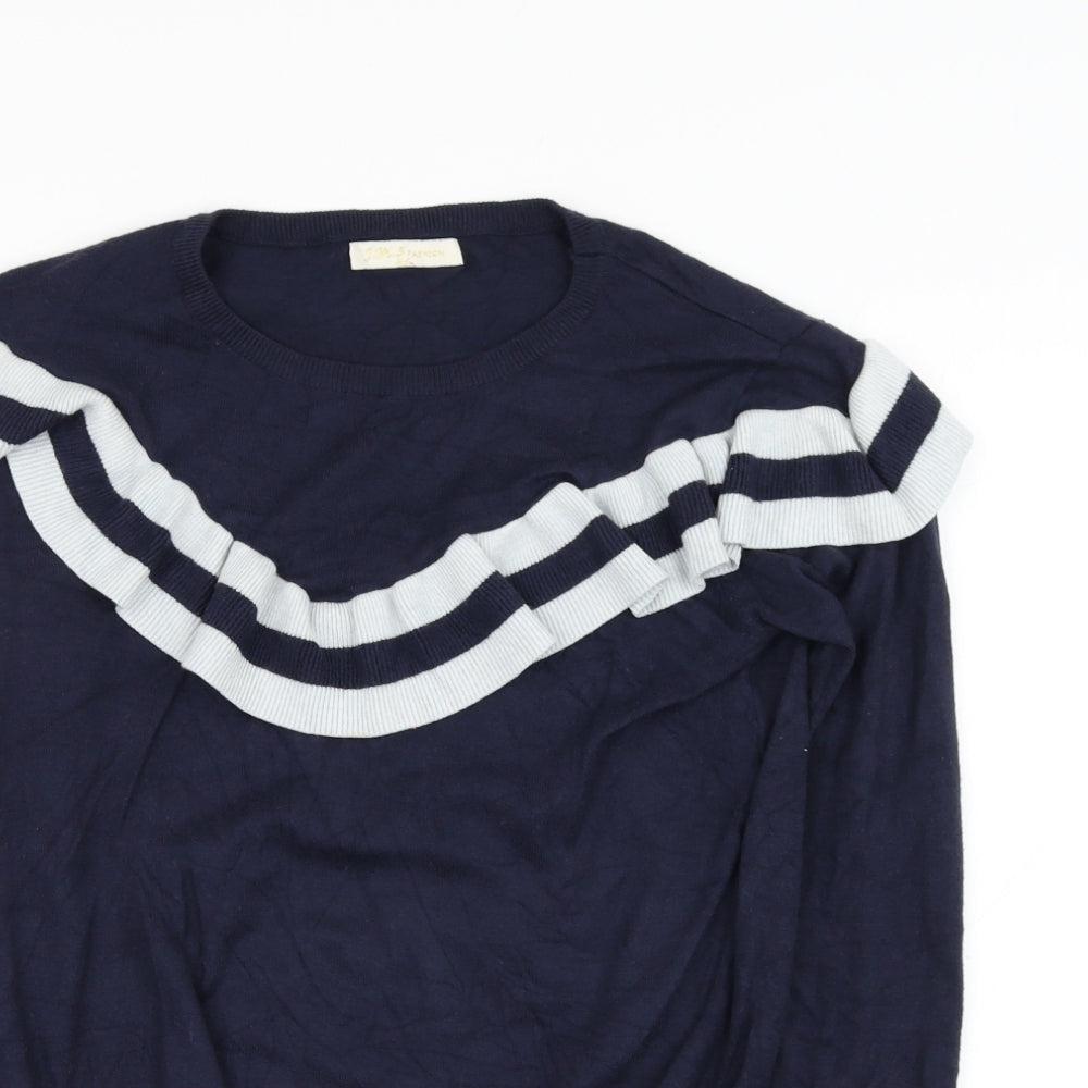 J.M.5 Womens Blue Round Neck  Viscose Pullover Jumper Size M