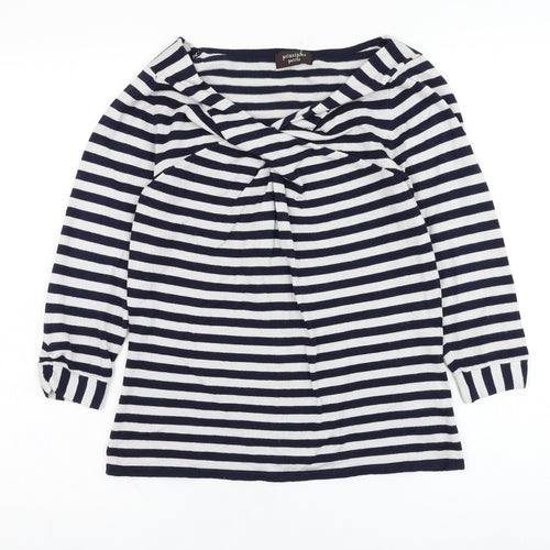 Principles Womens Grey V-Neck Striped Viscose Pullover Jumper Size 12