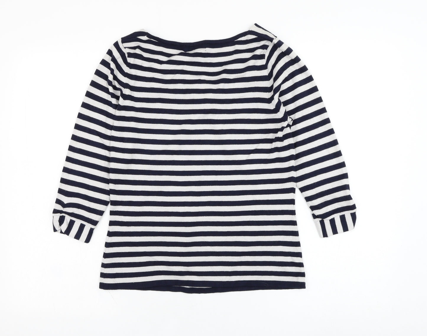Principles Womens Grey V-Neck Striped Viscose Pullover Jumper Size 12
