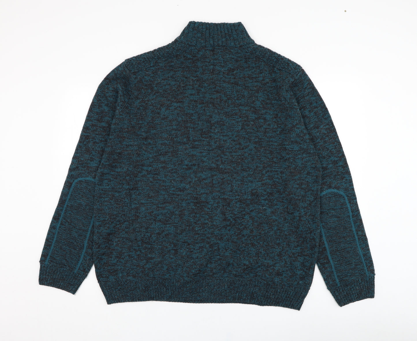 Matalan Mens Green Mock Neck  Acrylic Henley Jumper Size XL