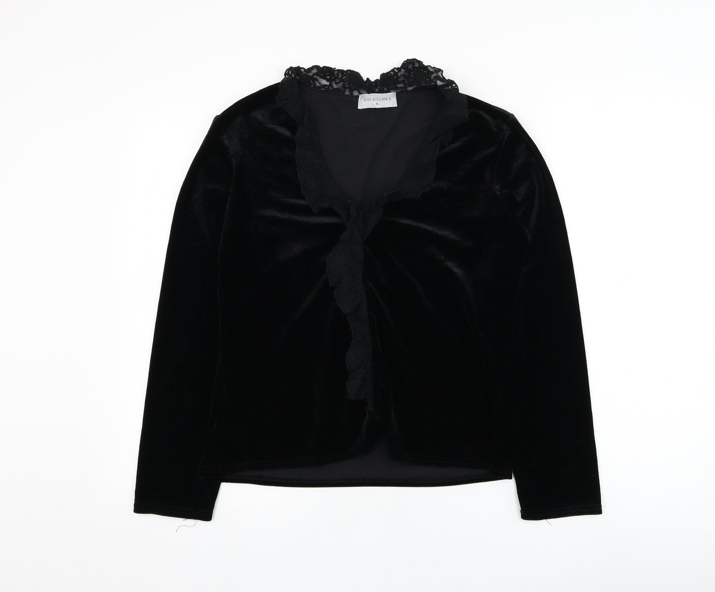 Just Elegance Womens Black  Polyester Basic Blouse Size 16 V-Neck