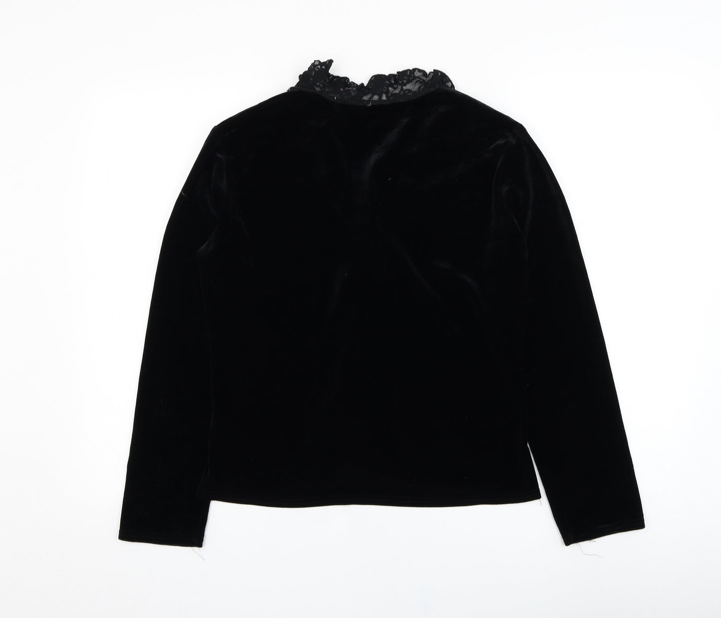 Just Elegance Womens Black  Polyester Basic Blouse Size 16 V-Neck