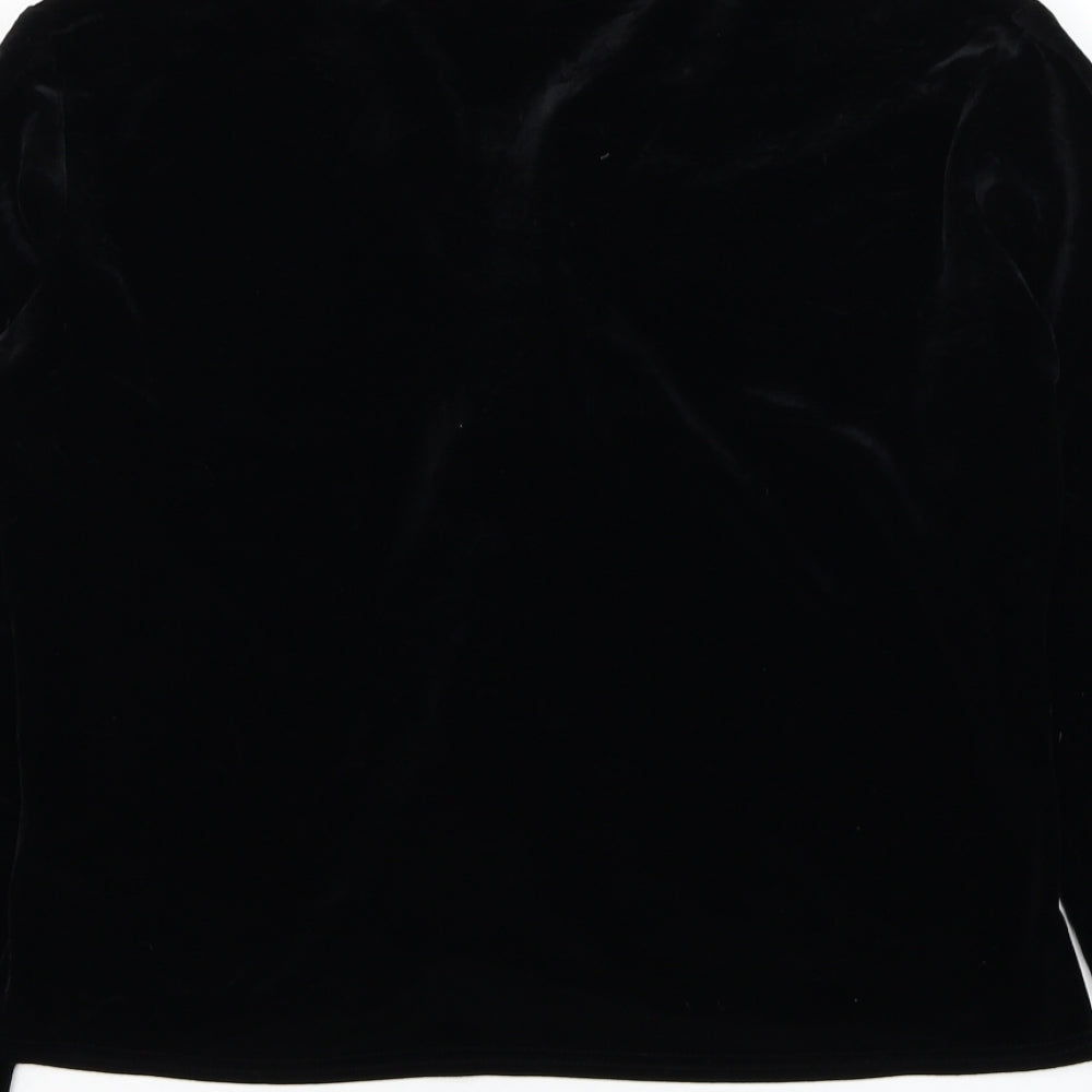Just Elegance Womens Black  Polyester Basic Blouse Size 16 V-Neck