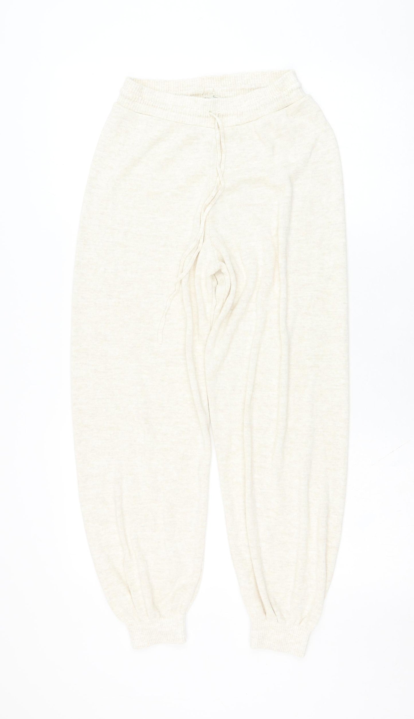 George Womens Ivory  Acrylic Jogger Trousers Size 12 L25 in Regular