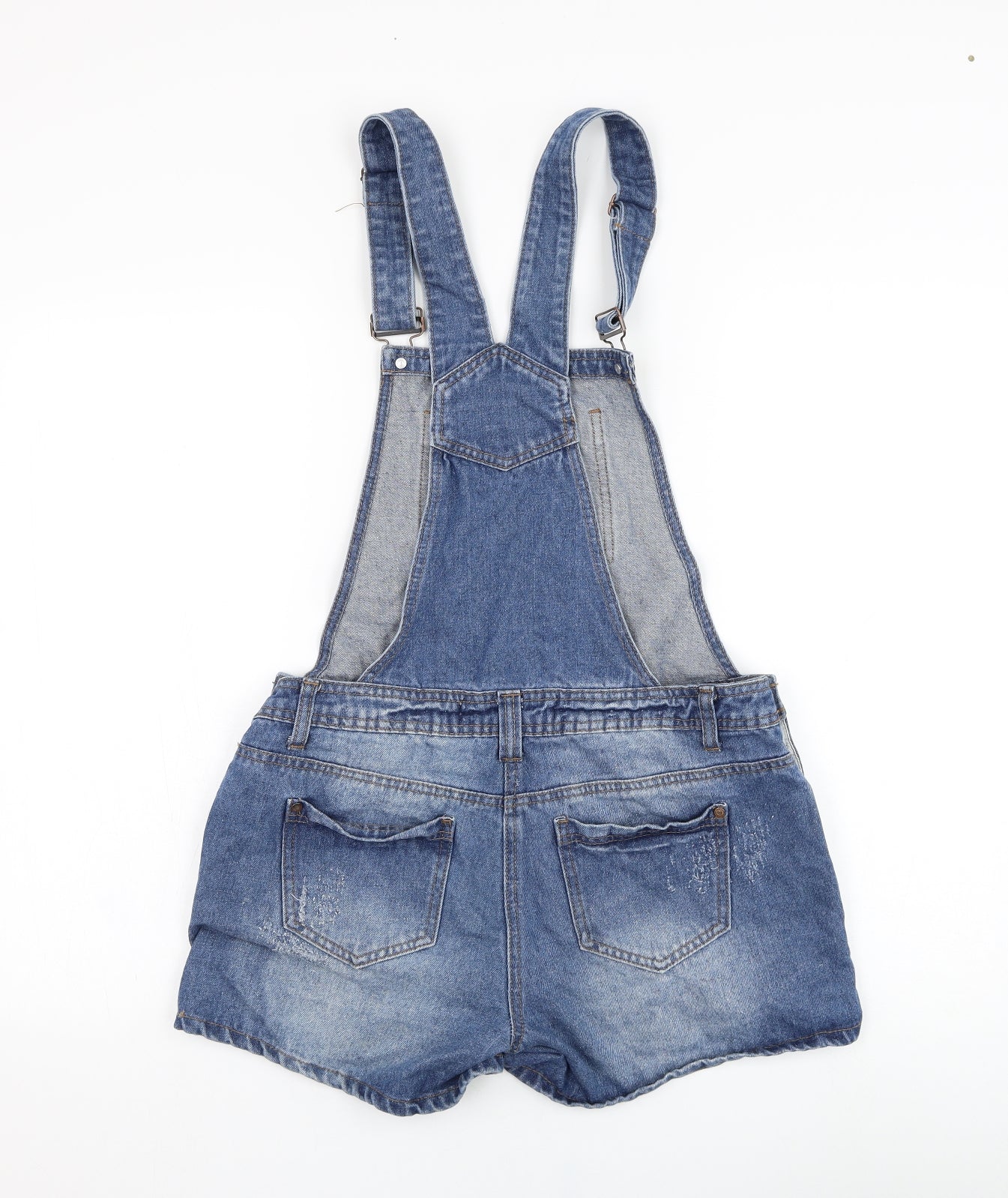 Internacionale Womens Blue  Cotton Dungaree One-Piece Size 10 L4 in Hook & Loop
