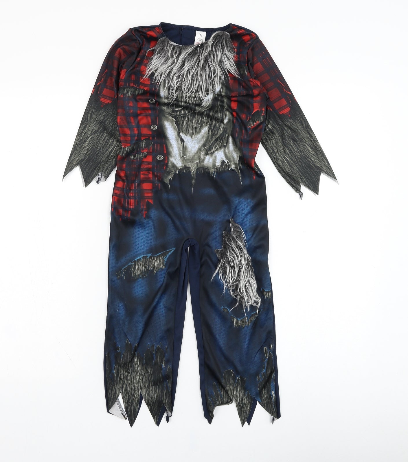 TU Boys Blue Solid Polyester  One Piece Size 3-4 Years  Hook & Loop - Werewolf, Costume, Halloween