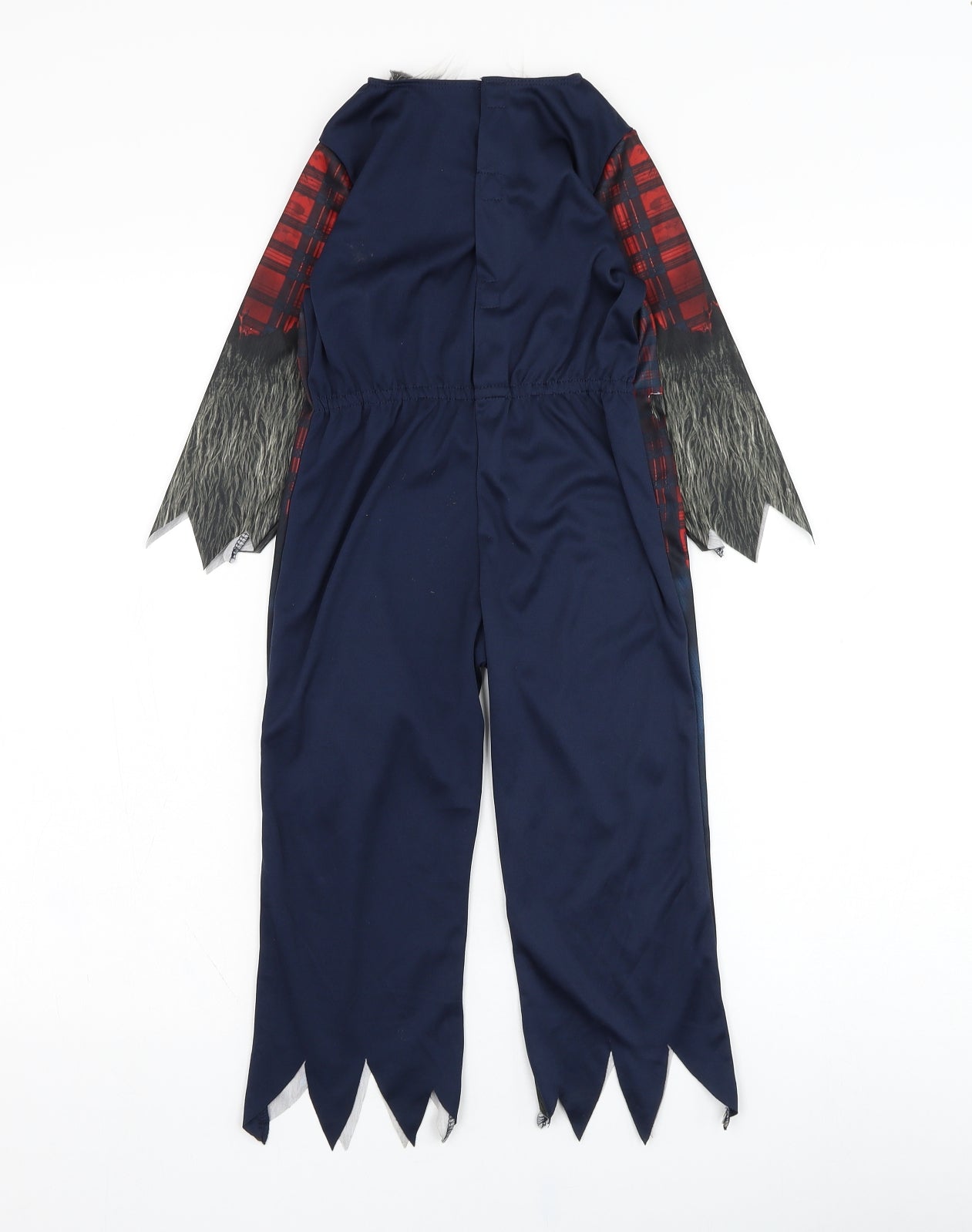 TU Boys Blue Solid Polyester  One Piece Size 3-4 Years  Hook & Loop - Werewolf, Costume, Halloween