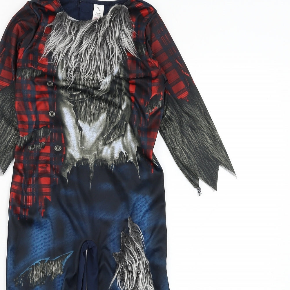 TU Boys Blue Solid Polyester  One Piece Size 3-4 Years  Hook & Loop - Werewolf, Costume, Halloween