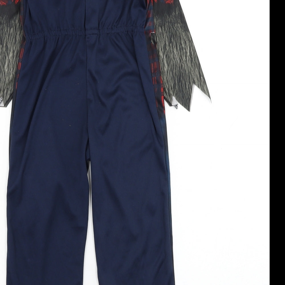 TU Boys Blue Solid Polyester  One Piece Size 3-4 Years  Hook & Loop - Werewolf, Costume, Halloween