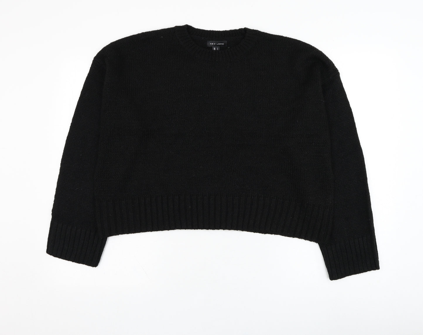 New Look Womens Black Round Neck  Acrylic Pullover Jumper Size L