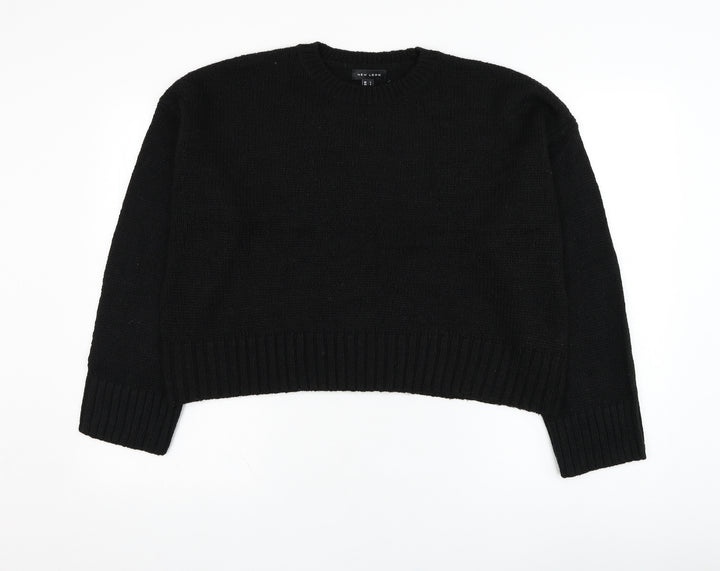 New Look Womens Black Round Neck  Acrylic Pullover Jumper Size L