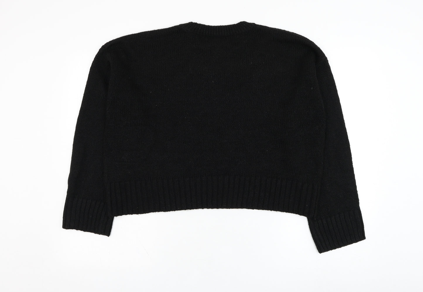 New Look Womens Black Round Neck  Acrylic Pullover Jumper Size L