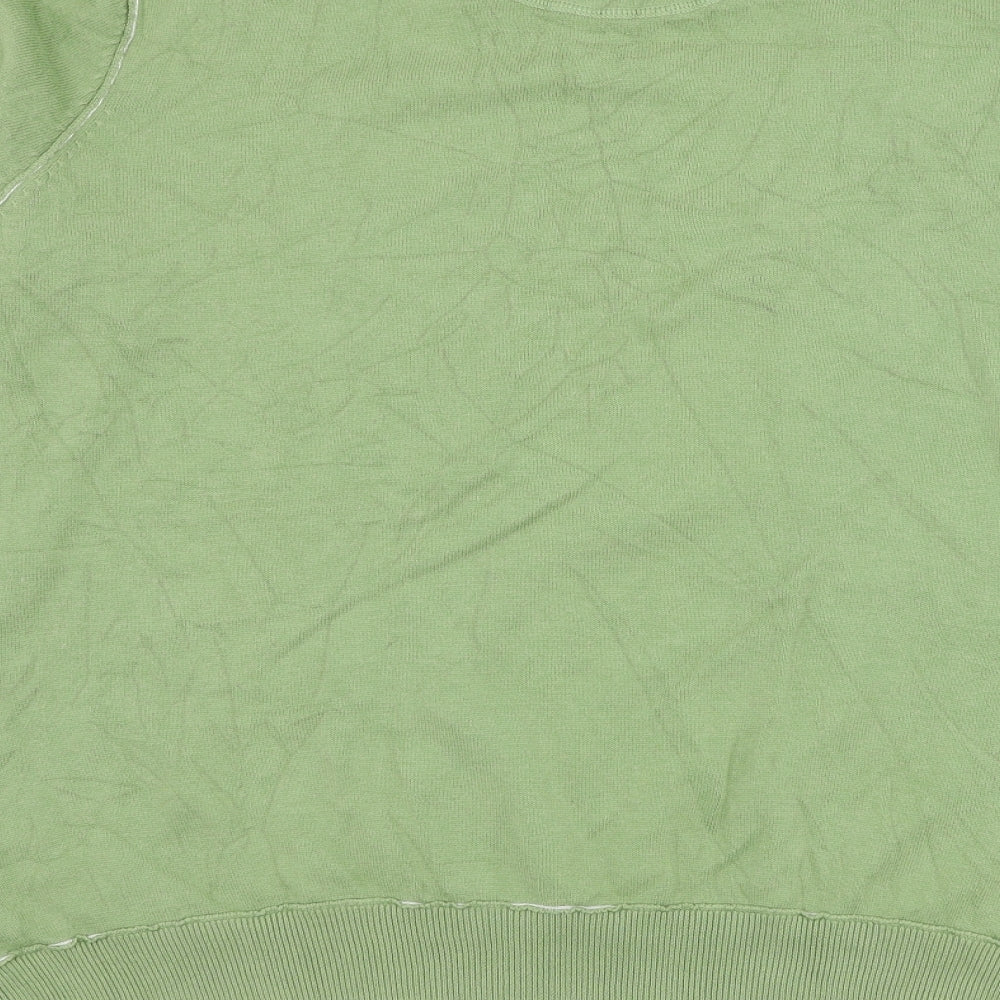 BHS Mens Green V-Neck  Cotton Pullover Jumper Size XL