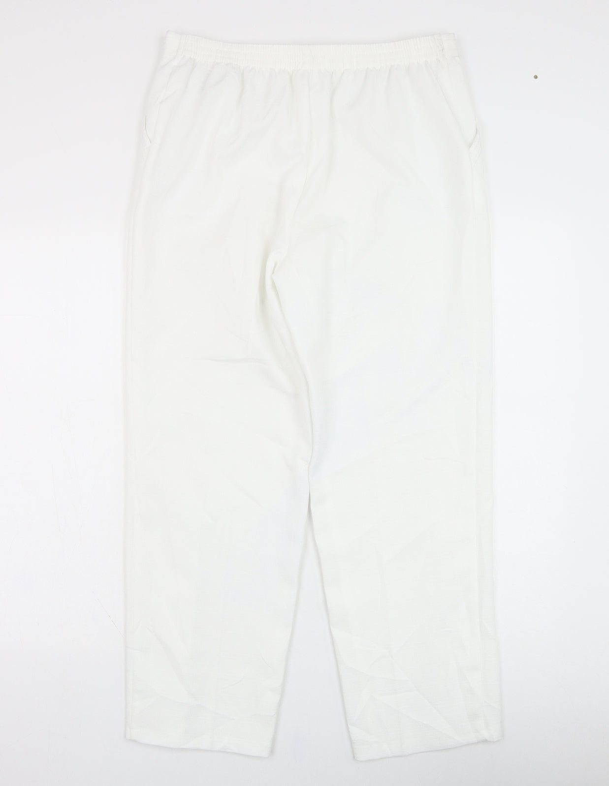 Marks and Spencer Womens White  Polyester Trousers  Size 14 L27 in Regular