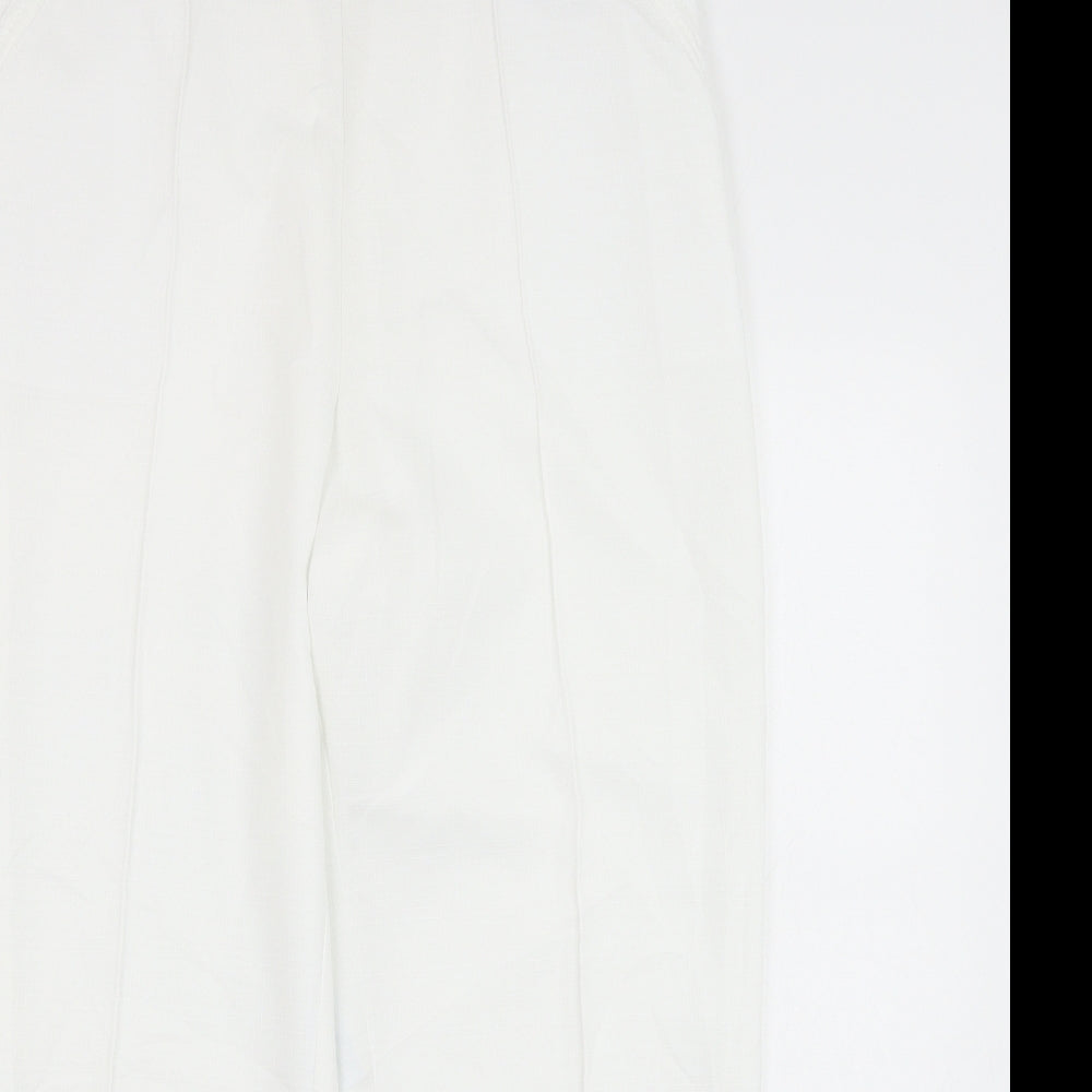 Marks and Spencer Womens White  Polyester Trousers  Size 14 L27 in Regular