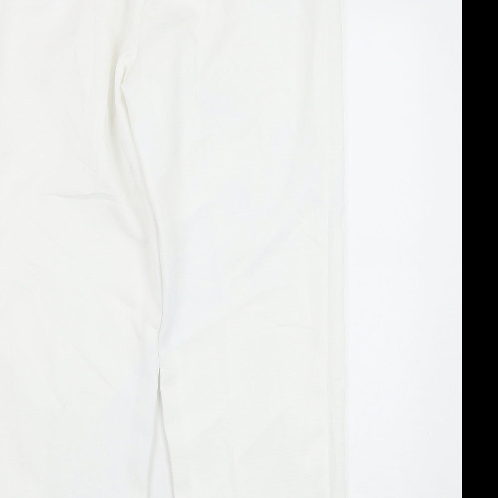 Marks and Spencer Womens White  Polyester Trousers  Size 14 L27 in Regular